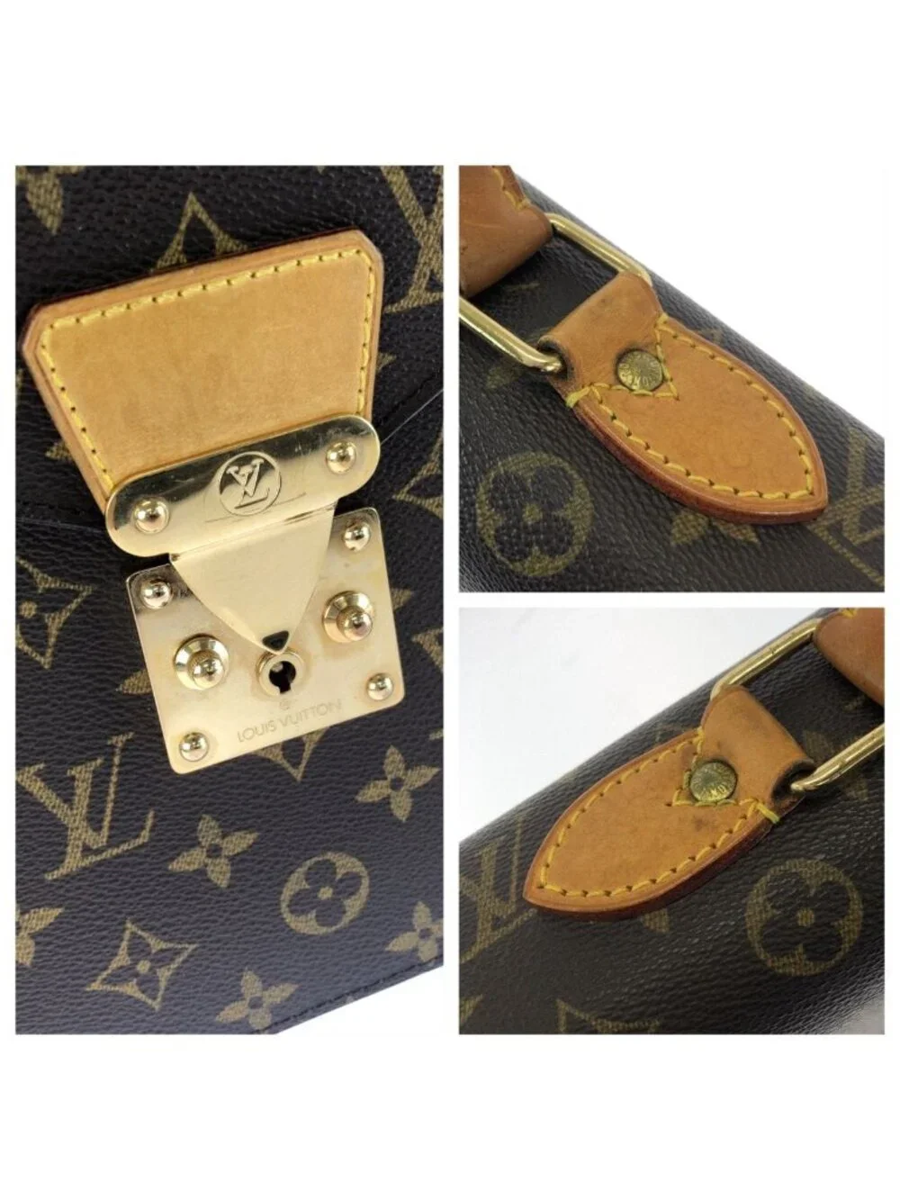 Louis Vuitton Monogram Serviette Conseil Brown Gold Leather Business Bag